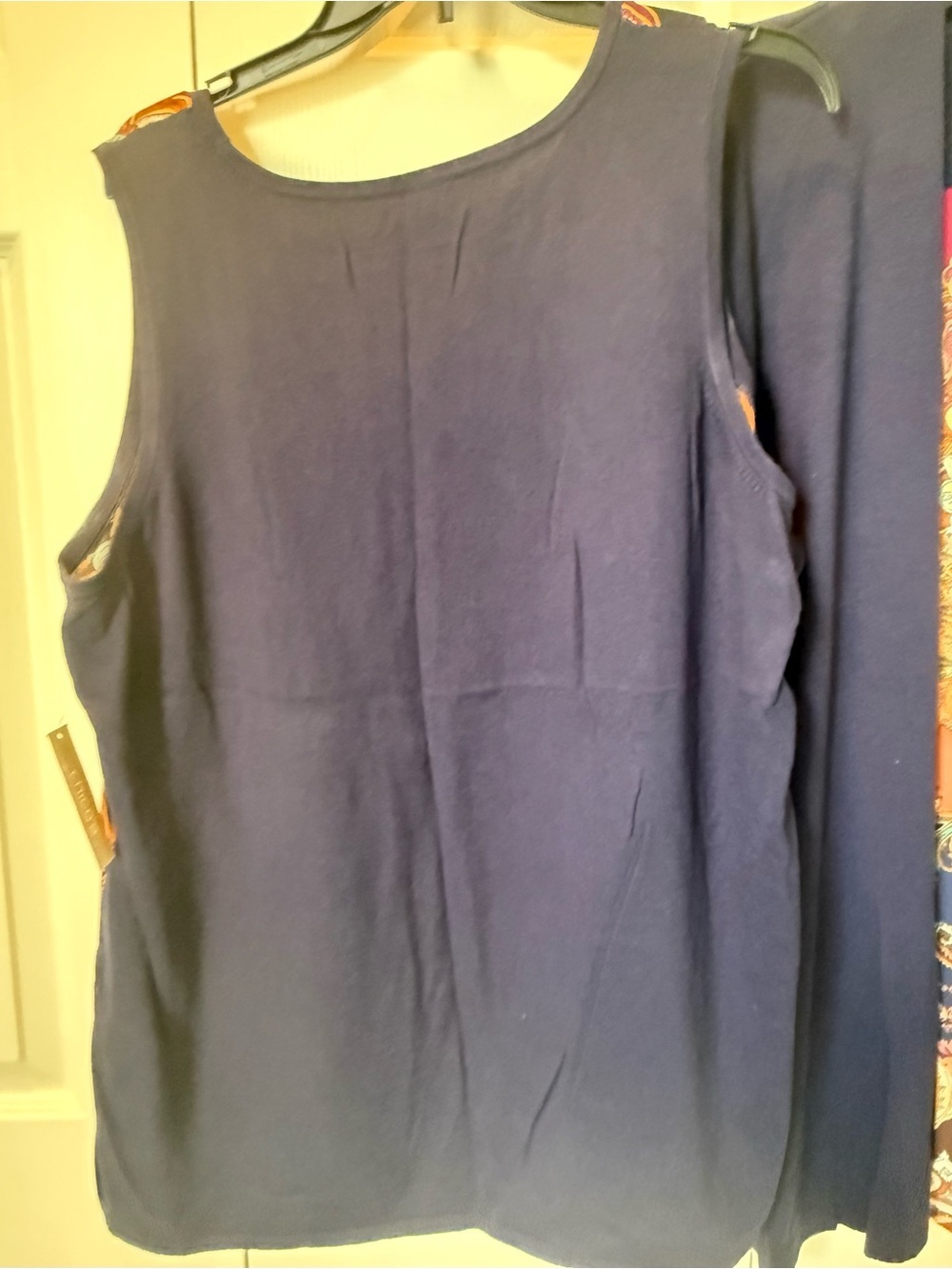 # Chico's XXL Navy Tank Sweater & Open Cardigan with Paisley Woven Accents - Picture 8 of 16